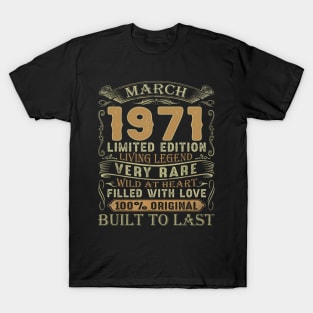 Vintage 50 Years Old March 1971 50th Birthday Gift T-Shirt